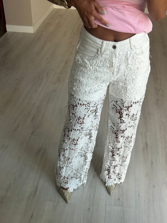 Calça bordada - Branco