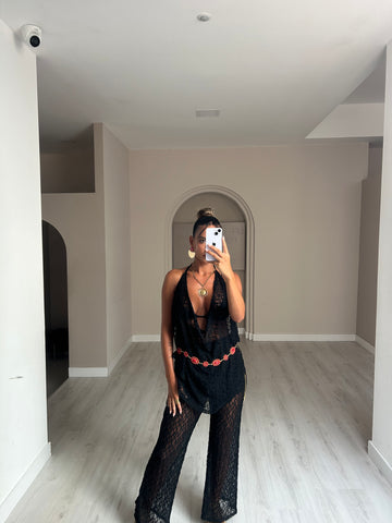 Calça em renda c/lenço - Preto