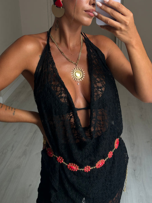 Calça em renda c/lenço - Preto