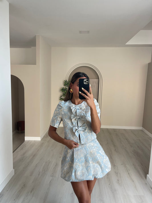 Blusa Texturada c/ laços - Azul