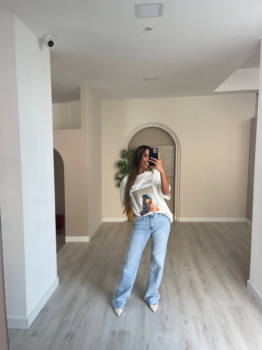 Calça de Ganga Clara Cinta Subida
