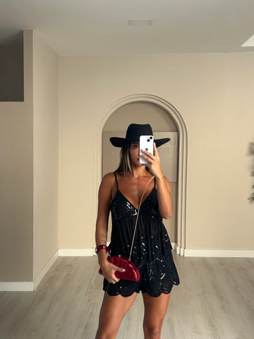 Conjunto em lantejoulas - Preto
