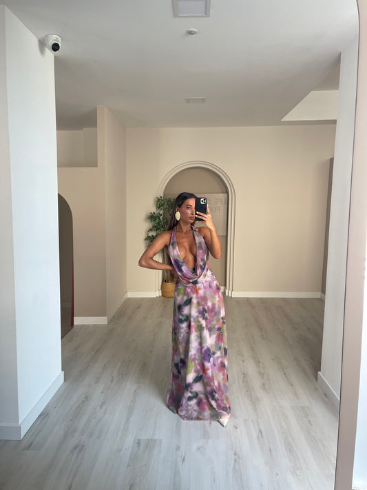 Vestido Ingrid - Roxo c/ verde