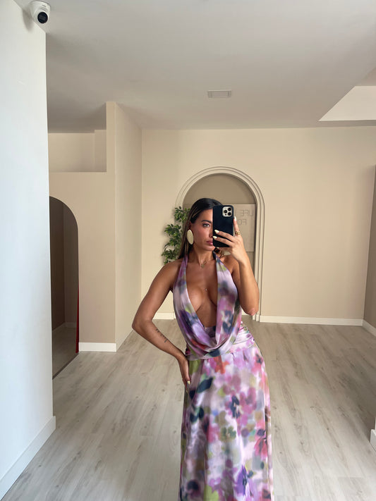 Vestido Ingrid - Roxo c/ verde