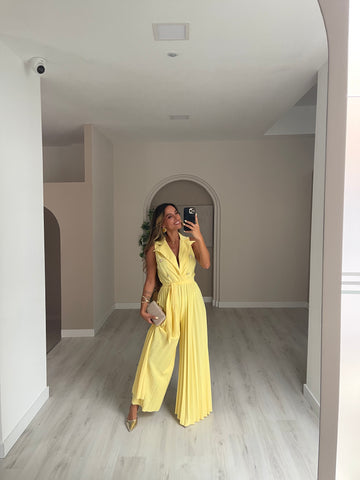 Jumpsuit Plissado - Amarelo