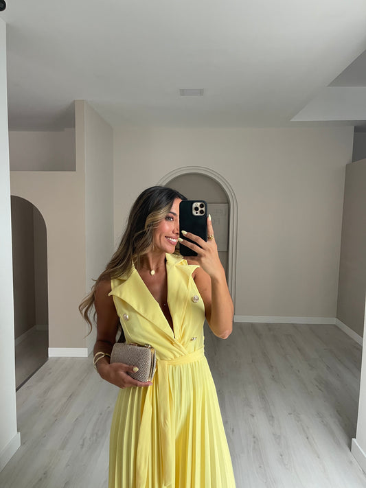 Jumpsuit Plissado - Amarelo