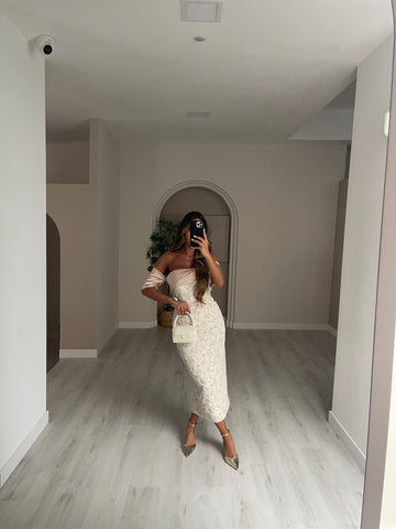 Vestido Atalaia c/ faixa de cetim - Bege