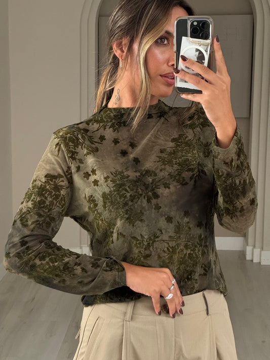Blusa 2• pele floral - Verde
