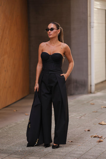 Calça de cintura subida barrel - preto