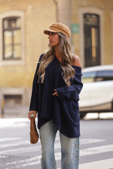 Camisola oversize Olivia - Azul Marinho