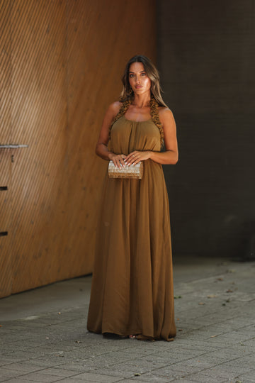 Vestido Corte-Real - Camel