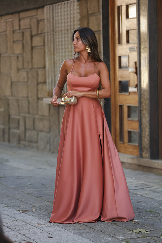 Vestido Suiça - Terracota rosado