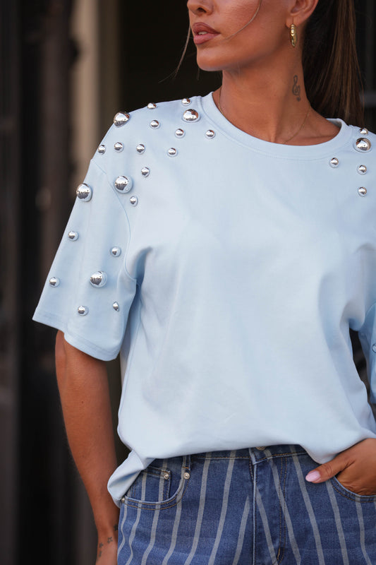 T-shirt Basica c/tachas - Azul