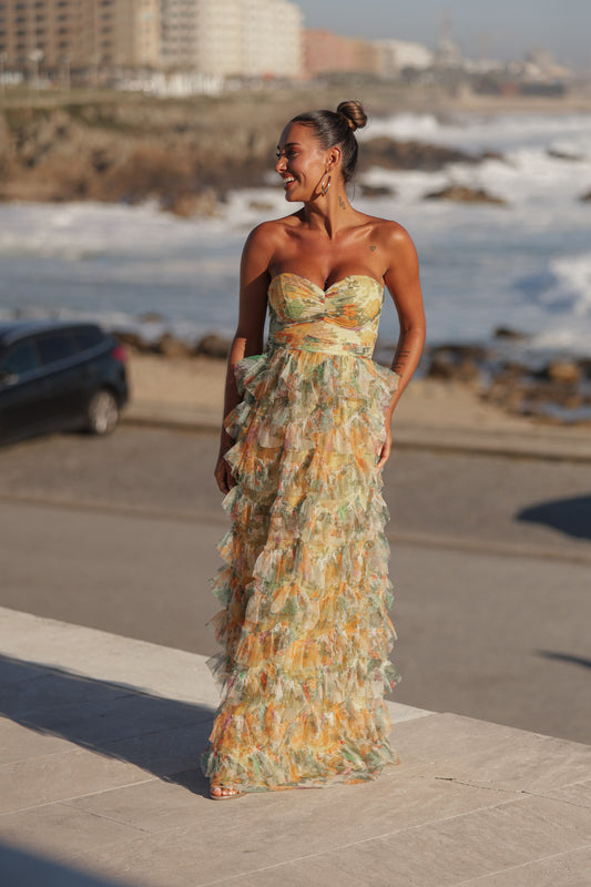 Vestido Cabo-Verde - tons amarelo