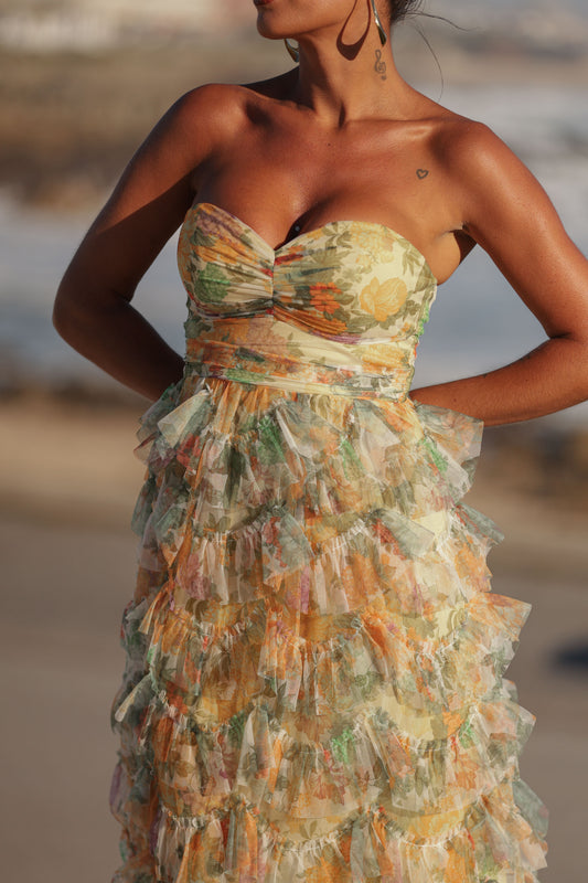 Vestido Cabo-Verde - tons amarelo