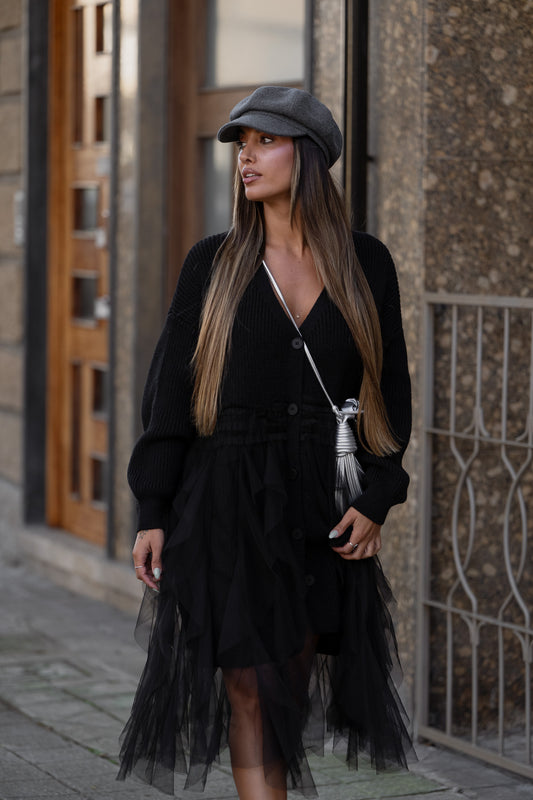 Vestido Wandinha - preto