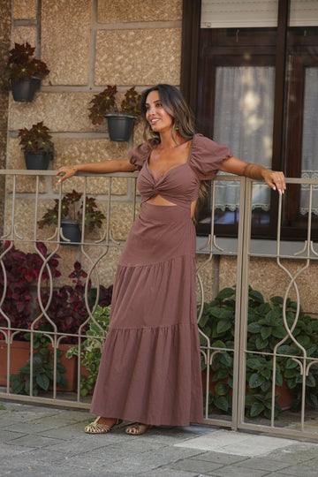 Vestido Ellie c/manga - castanho