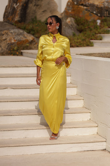 Conjunto em cetim - Amarelo