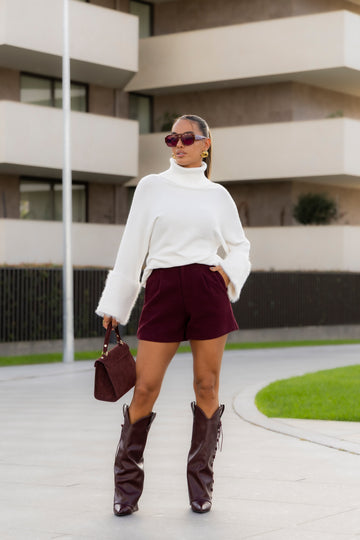 Calção em fazenda - bordeux