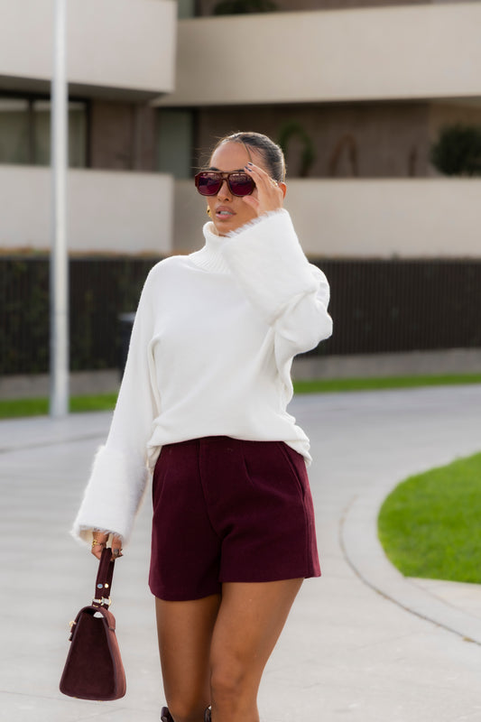 Calção em fazenda - bordeux