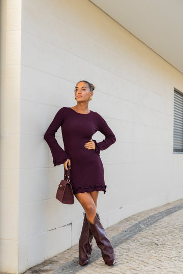 Vestido Checa - bordeux