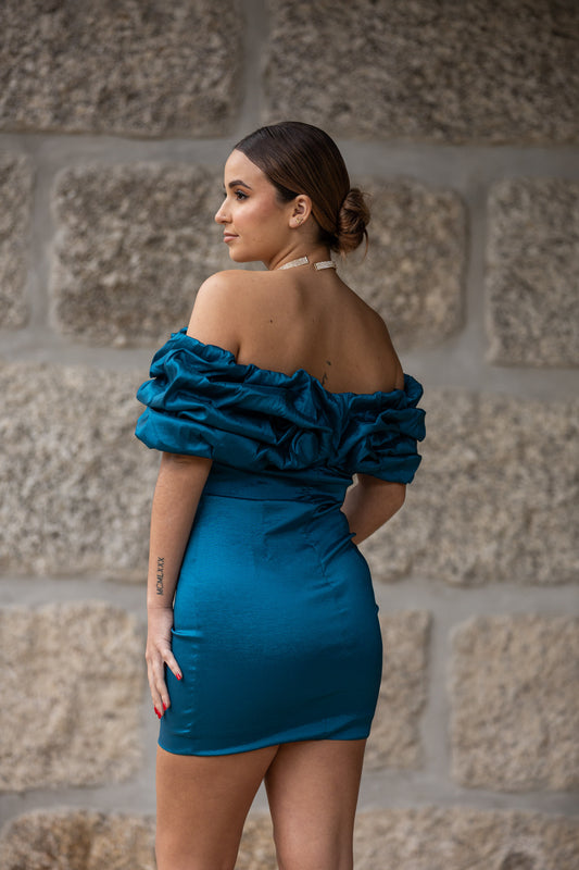 Vestido Palma - Azul Petróleo