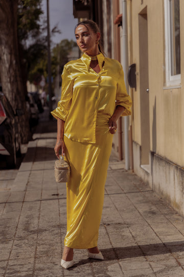Conjunto em cetim - Amarelo