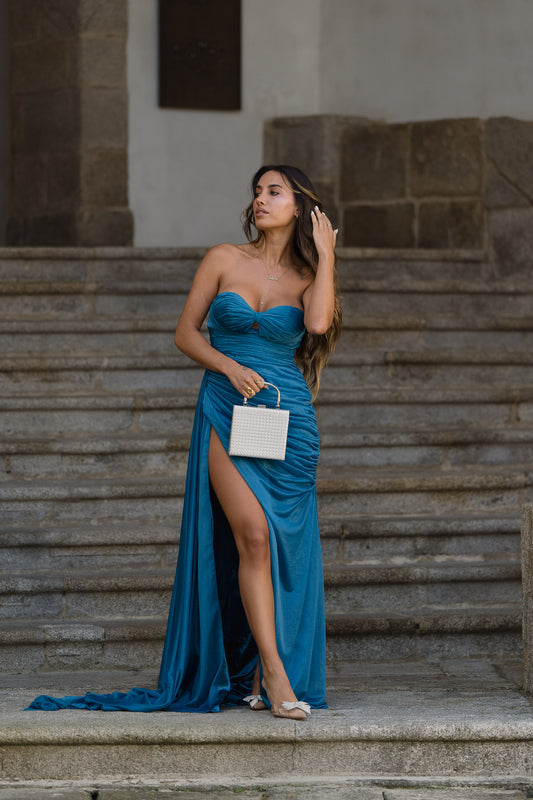 Vestido Santorini c/ glitter - Azul