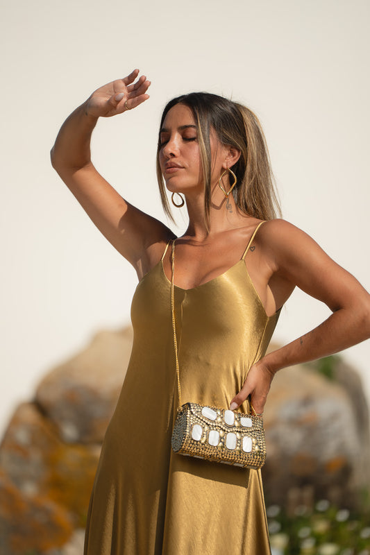 Vestido midi - Dourado