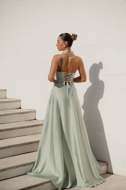 Vestido Getafe (c/ atilhos nas costas) - Verde Seco