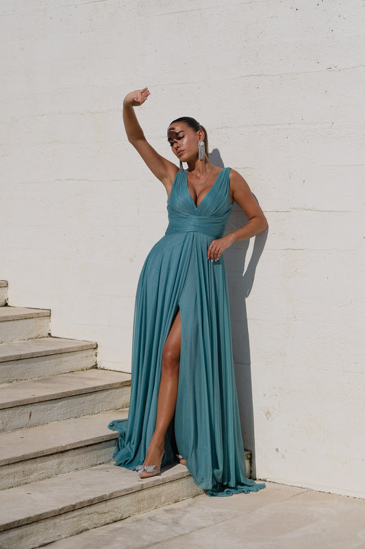 Vestido Equador c/ glitter - azul