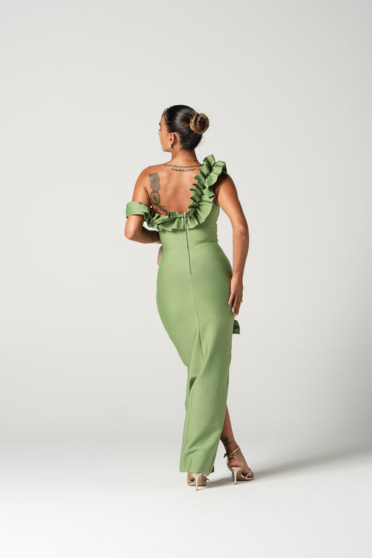 Vestido bandage c/ folho frontal - verde