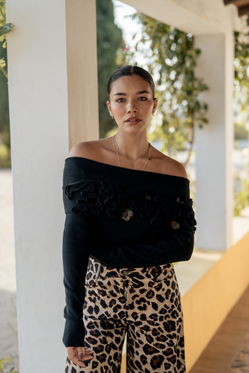 Camisola off shoulder - preto