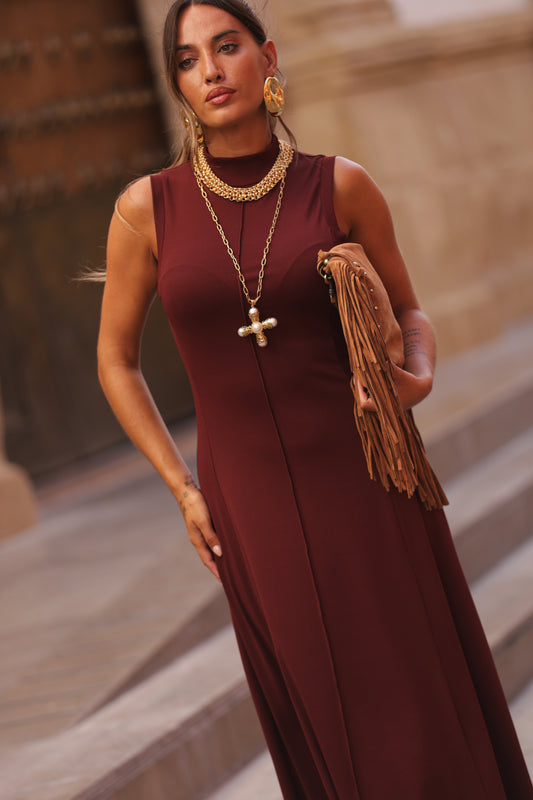 Vestido Miraflor - Bordô