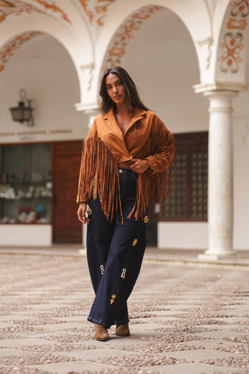 Bomber franjas - camel
