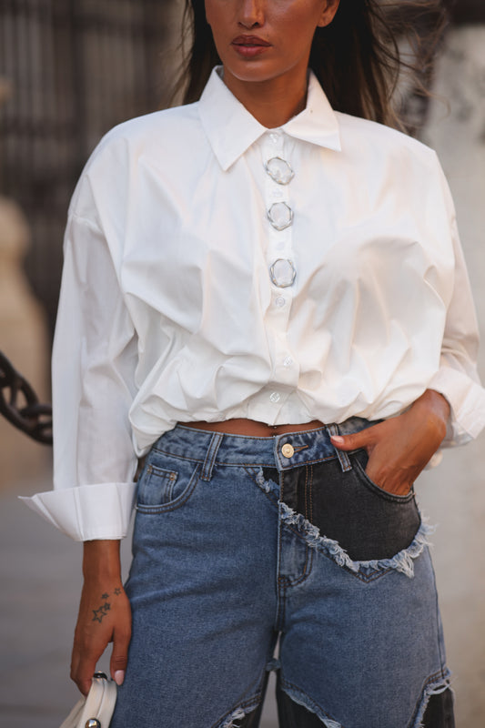 Camisa c/botões madre pérola - Branco