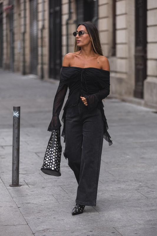 Blusa off shoulder - preto