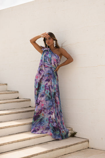 Vestido Floripa - Azul c/ roxo
