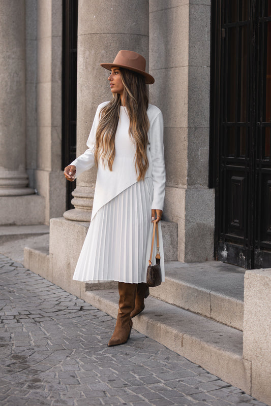 Vestido malha c/ pelissado - branco