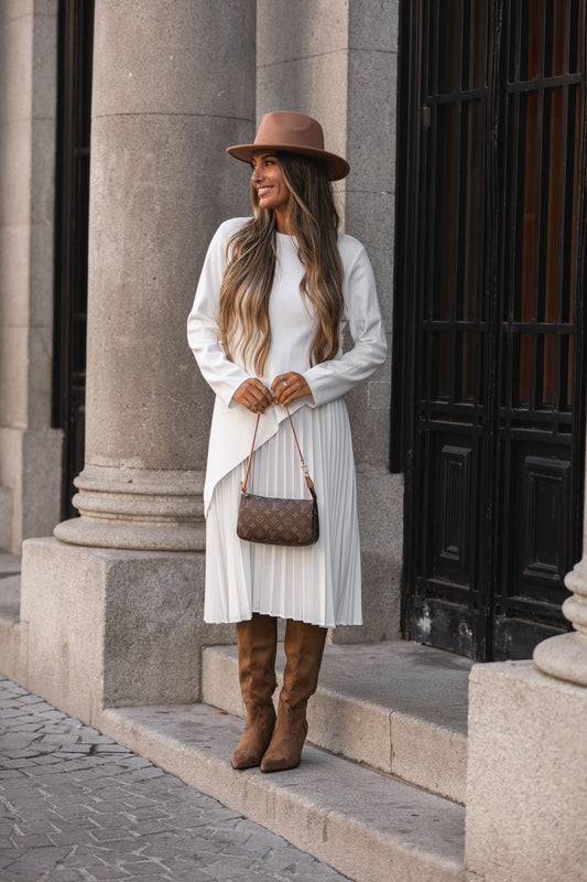 Vestido malha c/ pelissado - branco