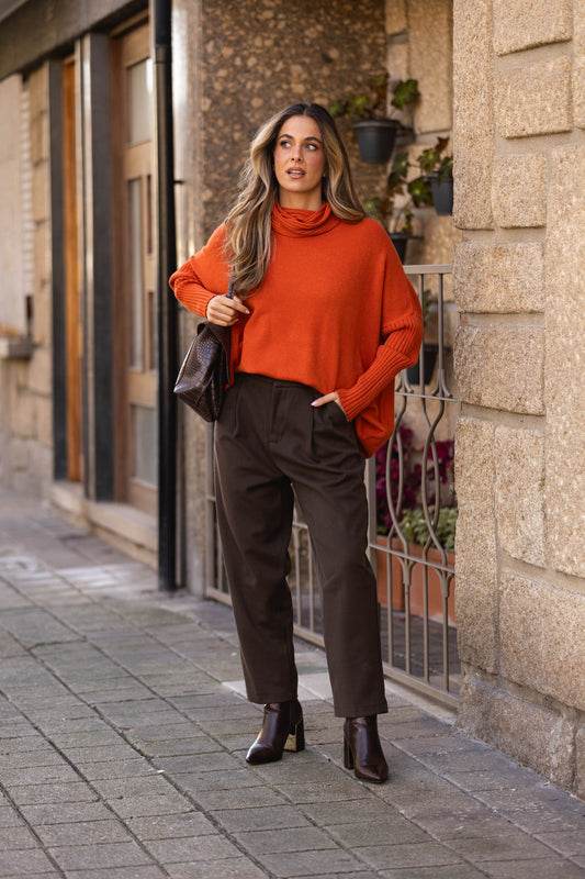 Camisola oversize - tijolo