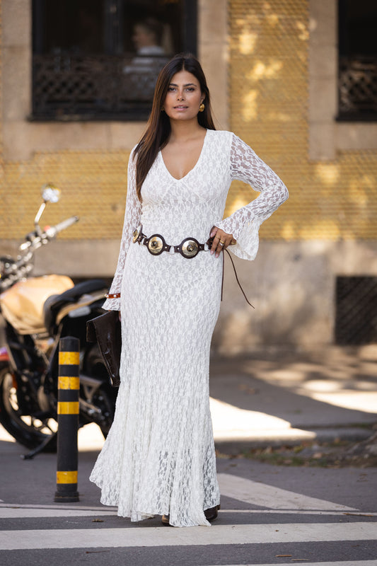 Vestido Renda comprido branco
