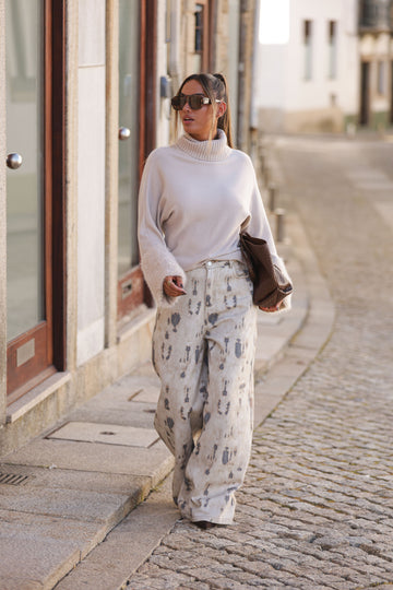 Calça de ganga malhada