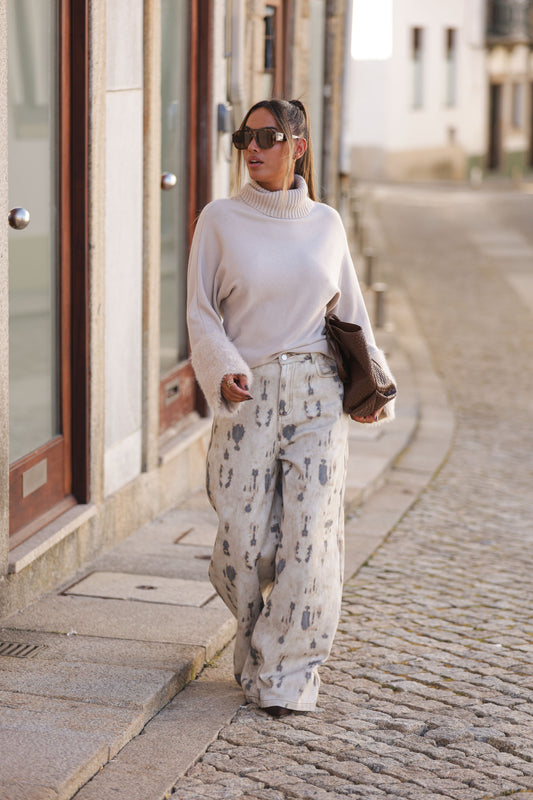 Calça de ganga malhada