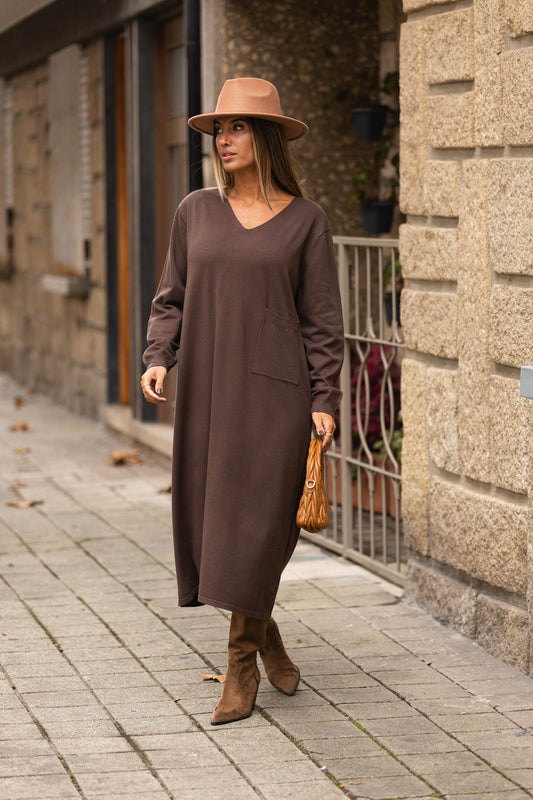 Vestido Carmen - castanho