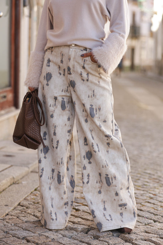 Calça de ganga malhada