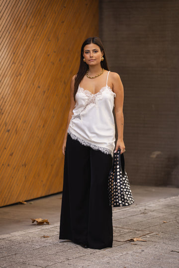 Top cetim c/ renda - branco