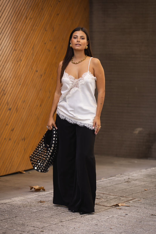 Top cetim c/ renda - branco