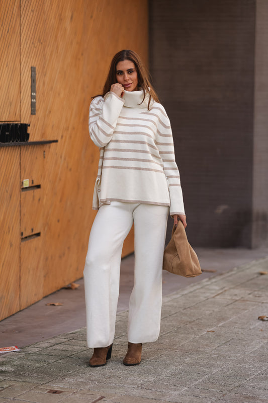 Conjunto Chloe - pérola c/ bege