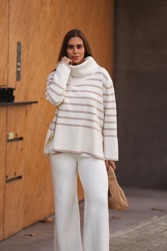 Conjunto Chloe - pérola c/ bege